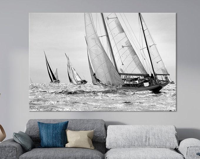 Sailboat Print Yacht Regatta Canvas Wall Art Yacht Wall Decor | Etsy