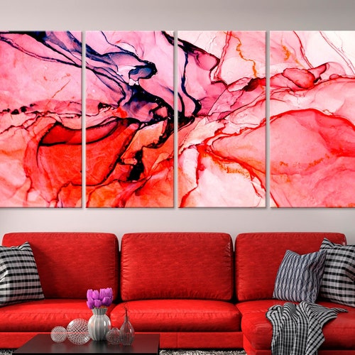 Abstract Painting Canvas Print Alcohol Ink Art Colorful Wall - Etsy