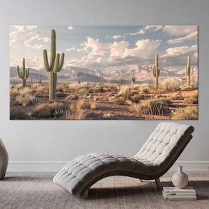 Arizona Desert canvas wall art Arizona print Southwest Farm decor Cactus Art Desert cacti Nature Art Desert painting Cabin large wall art