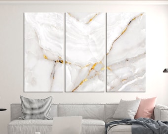 White Gold Marble Canvas print Abstract wall art Modern living room decor Contemporary Luxury art Marble Extra Large Wall Art