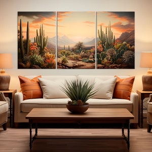 Desert canvas wall art Arizona print Southwest decor Desert cacti Nature Art desert painting Cabin Wall Art Desert Landscape large wall art