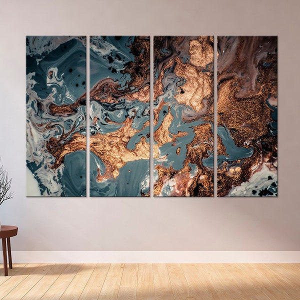 Abstract canvas wall art Marble print Gold fluid Modern art Bronze Art print Luxury Abstract painting Eastern style Decor Large wall art