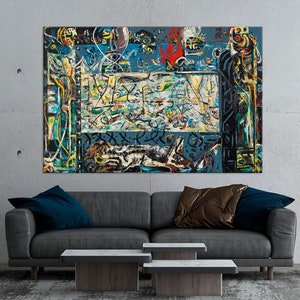 Abstract canvas art Jackson Pollock Guardians of the Secret Reproduction canvas print Abstract expressionism Modern decor Large canvas art