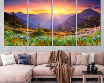 Smoky Mountain Sunset Canvas Print: Ready-to-Hang Landscape Nature Wall Art