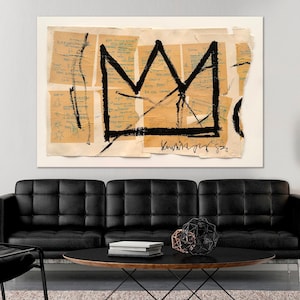 Arte de pared abstracto en lienzo Impresión de arte callejero Arte urbano Póster de grafiti Arte moderno Decoración de cueva de hombre Regalo Arte de pared con corona Impresión de lienzo de grafiti