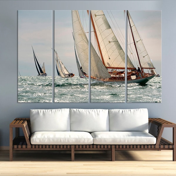 Sailboat canvas wall art Yacht Regatta print Nautical art Yacht wall decor Seascape Art Sailing Ship Extra large wall art Sailing Regatta