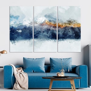 Mountain canvas art Abstract Mountain print Smoky Mountain art Nature Wall Decor Landsape Painting Modern large wall art Housewarming gift