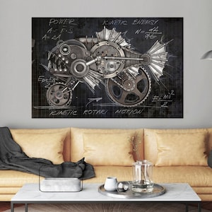 Steampunk Wall Art Junk art Steampunk canvas print Steampunk wall decor Man Cave decor fish Steampunk poster Mechanical animal Gift for him