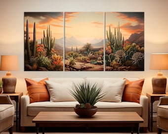 Desert canvas wall art Arizona print Southwest decor Desert cacti Nature Art desert painting Cabin Wall Art Desert Landscape large wall art