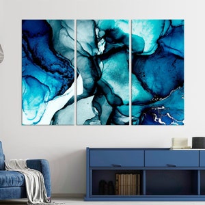 Abstract canvas wall art Navy Blue print Contemporary art Modern Wall Decor Abstract Painting Large marble wall art Luxary Housewarming Gift