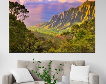 Hawaii canvas art Living Room Wall Decor Hawaii print Hawaii Photo painting Sunrise in Hawaii Ocean Sunset Home decor Modern Large wall art