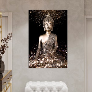 Golden Buddha Large canvas art Religion decor Spiritual Art Buddha Painting Buddhism wall art Meditation Decor Buddha Print