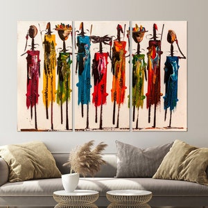 Abstract African wall art Masai canvas print African american art Colorful african painting African decor african print Extra Large Wall Art