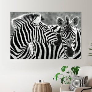 Zebra canvas wall art Black White Animal Print Zebra print Family Zebra painting Modern Bedroom decor Zebra Large wall art Housewarming gift