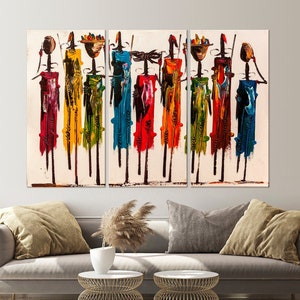 Abstract African wall art Masai canvas print African american art Colorful african painting African decor Large Housewarming gift
