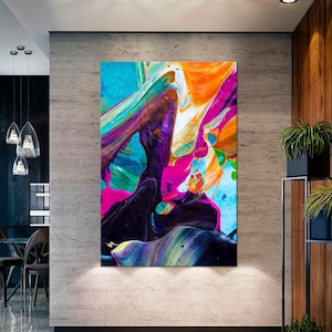 Abstract canvas print Modern wall art Colorful painting Abstract wall decor Expressive art Living room decor Contemporary Large canvas art