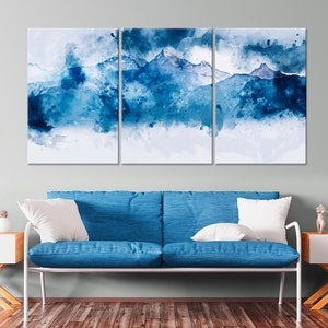 Mountain Print Abstract Painting Modern Wall Art Blue Mountain - Etsy