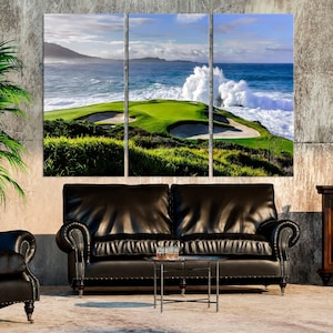 Golf canvas wall art Pebble Beach Golf Links Golf Print Golf course in America Golfer gifts Extra large wall art Golf wall decor Golfer gift
