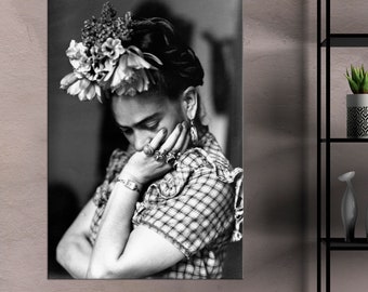 Frida Kahlo canvas wall art Frida Kahlo print Vintage photo Black White Wall Art Feminist print Women wall art Frida Kahlo poster