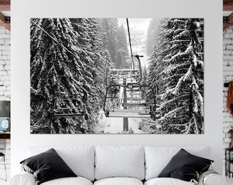 Ski Lift canvas print Snow Covered Spruce Trees Fotest Winter wall art Ski decor Skier Gifts Winter landscape canvas wall art Modern art