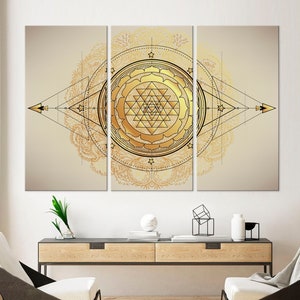 SACRED GEOMETRY canvas wall art Sri Yantra print Yoga art Meditation wall decor Hindu art Kundalini Yoga Large canvas art Shri Chakra