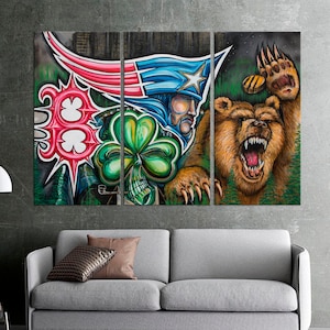 Boston sports wall art Baseball Football Hockey Basketball Sports Fan gift Boston sports canvas print Sports wall decor Sports painting