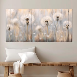 Abstract Dandelions Canvas Print: Rustic Farmhouse Wall Art