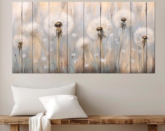 Abstract Dandelions Canvas Print: Rustic Farmhouse Wall Art