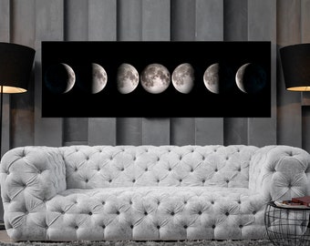 Moon Phase Canvas Art Print, Modern Minimalist Decor