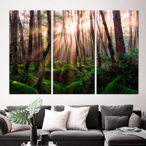 Forest canvas wall art Tree print Pine Forest Sunrise Nature wall art Large canvas art Forest Living room wall decor Housewarming Gift