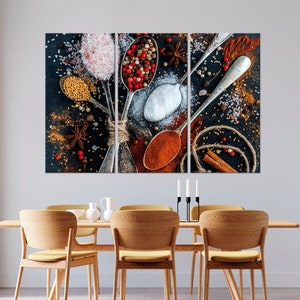 Arte en lienzo de especias Decoración de pared de cocina Impresión de especias Arte de pared de comida Regalos para chef Decoración de restaurante Cocina Regalo de inauguración de la casa Especias Arte de pared grande