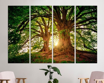 Tree canvas wall art Nature print Landscape wall art Forest wall decor Tree Modern art Forest print Extra large wall art Multi panel canvas