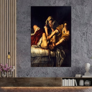 Judith Slaying Holofernes Artemisia Gentileschi canvas print Living room decor Baroque Famous painting Framed Art Print Vintage Fine Art