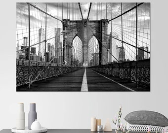 Brooklyn Bridge Canvas Print, Black and White NYC Wall Art
