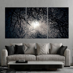 Gothic Dark Forest Large Canvas Art Print: Horror Halloween Wall Decor