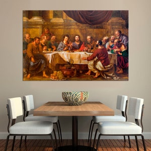 Christian wall art Last Supper painting Jesus canvas print Religious wall decor Jesus and Disciples Catholic decor Orthodox wall art