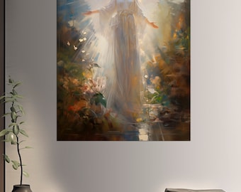 Guardian Angel Canvas Print: Modern Religious Wall Art, Ready to Hang Home Decor
