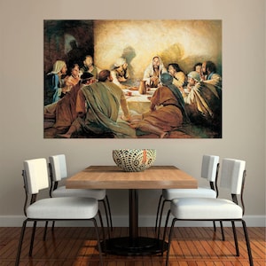 Jesus Christ Last Supper canvas print Religious wall decor Bible art print Christian art Jesus painting Christian wall decor