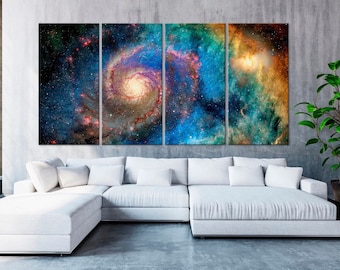 Space canvas print Spiral galaxy Space poster Space Wall Art Space gift Colorful Nebula wall decor Astronomy Extra Large Wall Art NASA print