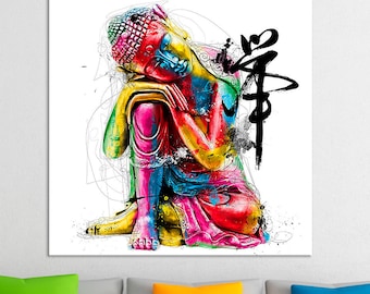 Buddha canvas wall art Yoga decor Buddha Painting Yoga print Colorful Buddhism Meditation art Yoga Studio