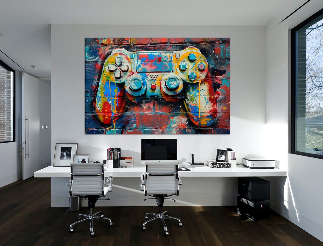 Gamer Canvas Wall Art Video Game Print Game Room Decor Gaming Graffiti ...