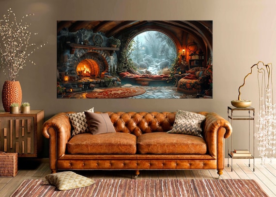 Fantasy Wall Art for Living Room Black Boats Paintings Vikings Pirate Ship Mystical Fantasy Forest 5 Piece Canvas Wall Art Framed Multi Panel