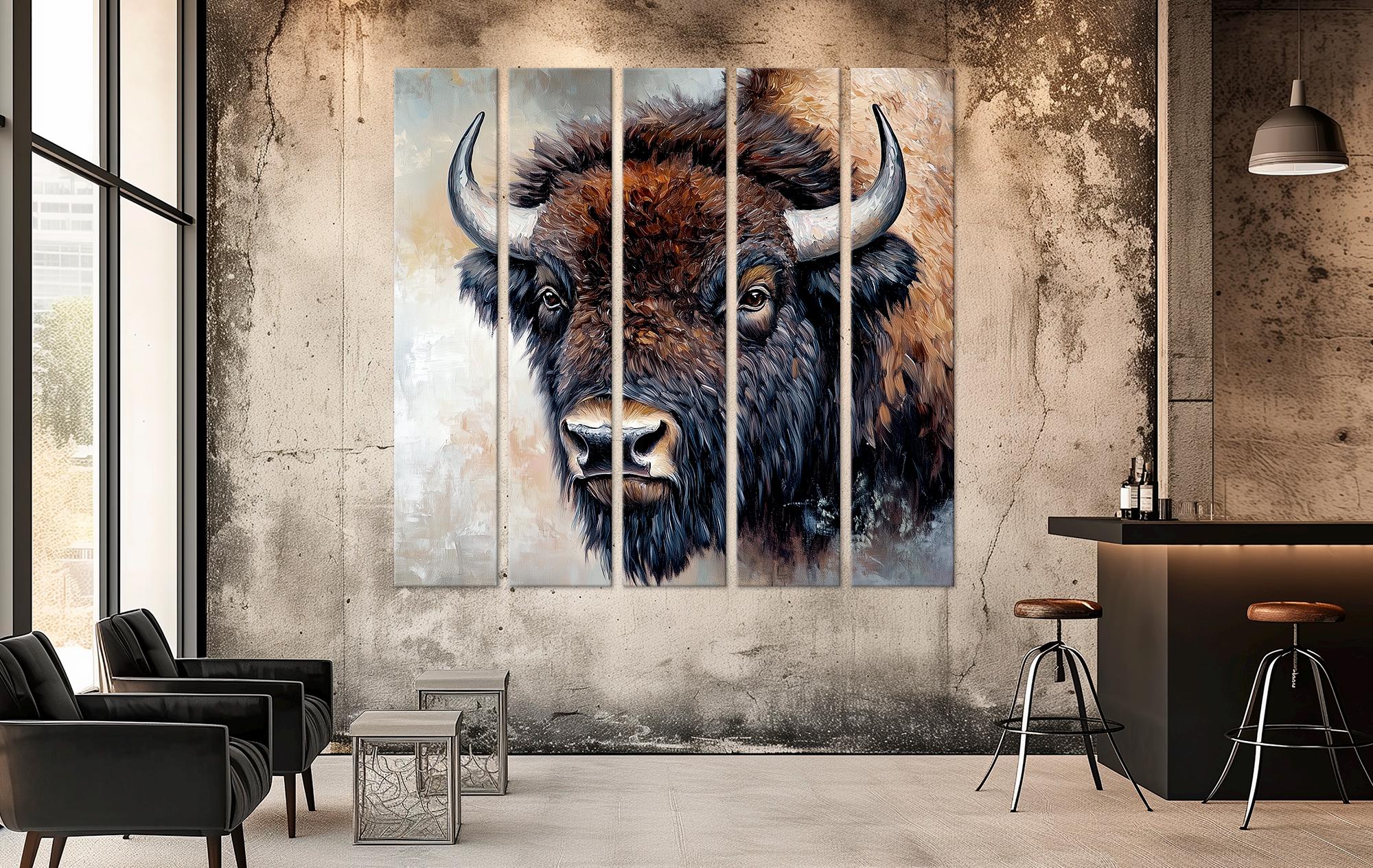 Bison Canvas Wall Art American Buffalo Print Abstract Bison Original ...