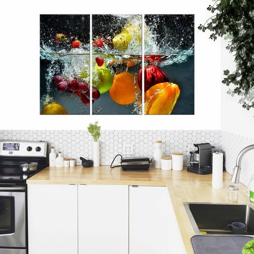 Fruit Water Splash Oranges Food Kitchen Canvas Wall Art - Etsy
