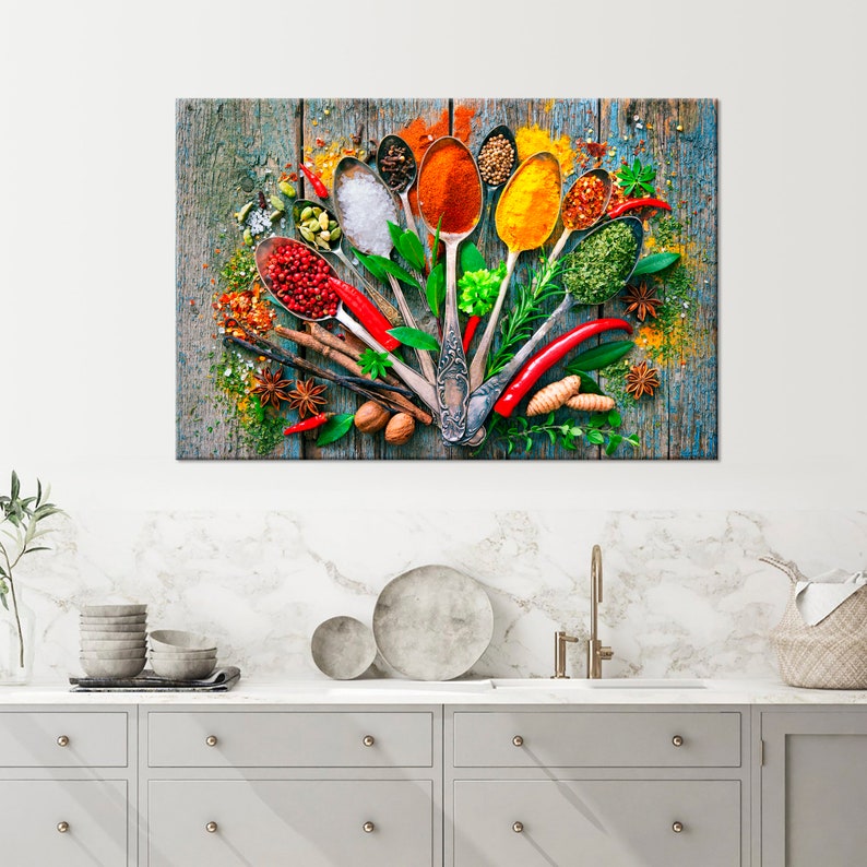 Kitchen Wall Decor Herbs and Spices Canvas Print Dining Room Etsy