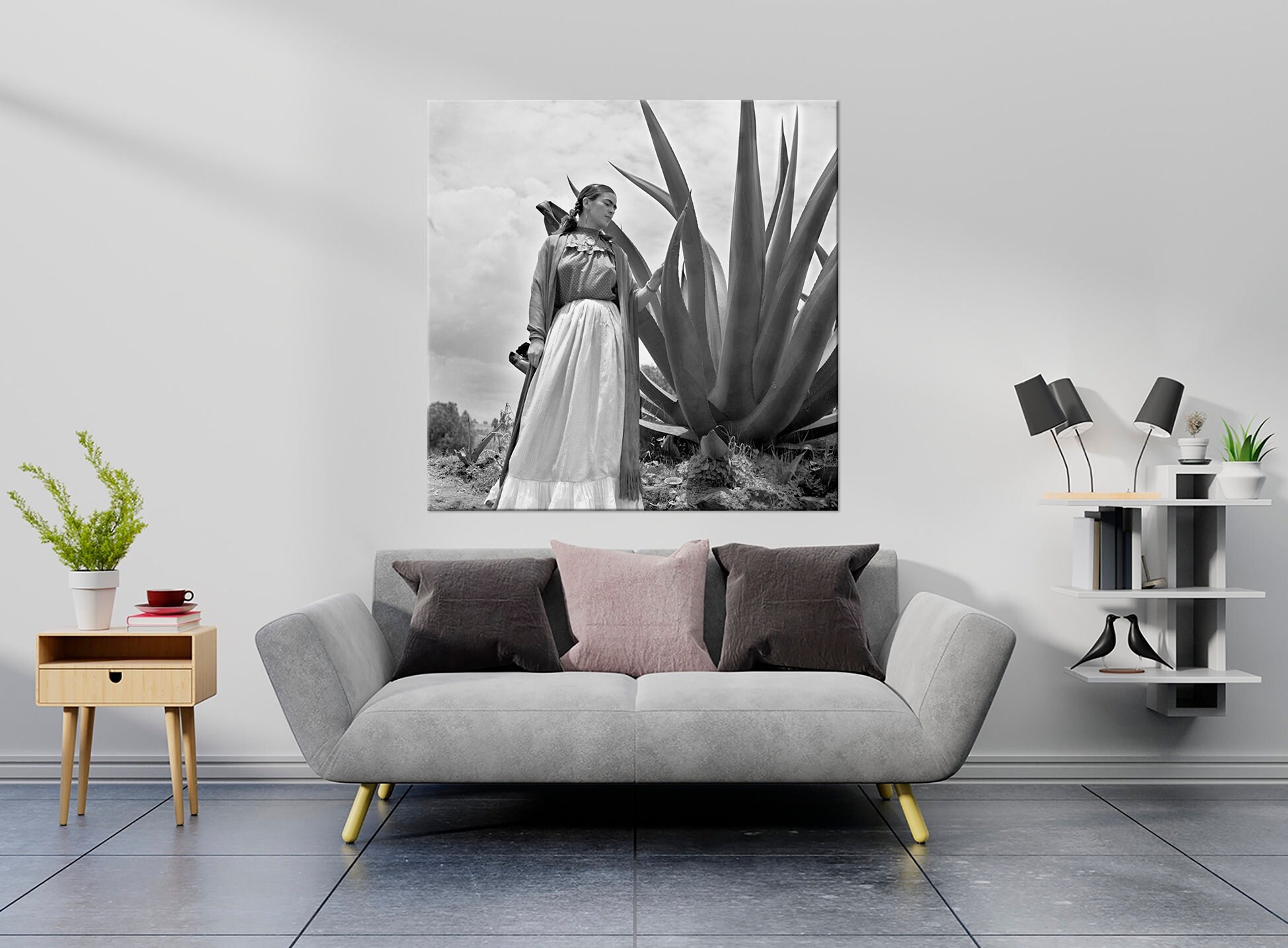 Frida Kahlo Agave Canvas Print, Black & White Mexican Wall Art - Etsy