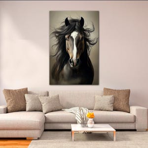 Rustic horse portrait large canvas wall art print Cottagecore decor Horse art Horse decor Farmhouse wall art Western wall decor