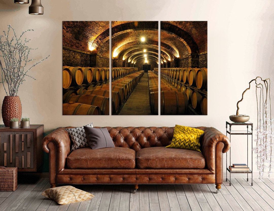Wine Canvas Print Wine Cellar Wall Art Wine Barrels Wine Gift Wine Wall