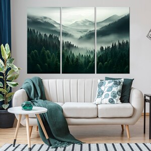 Misty Mountain Forest Canvas Wall Art: Foggy Landscape Nature Print - Etsy