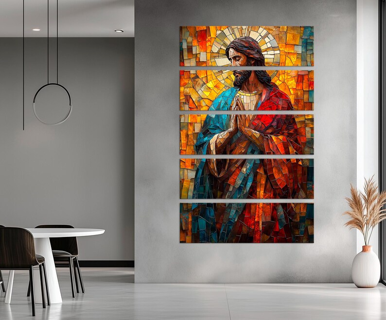 Jesus Canvas Print Christian Wall Art Church Decor Catholic Art Mosaic ...
